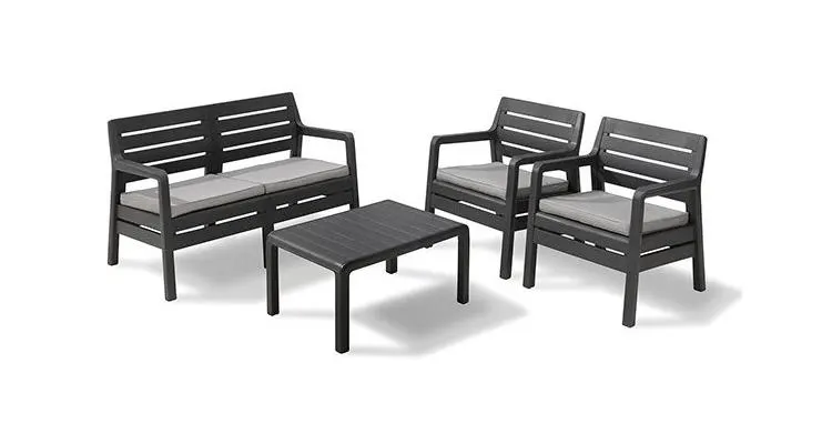 Set mobilier de gradina Delano Grafit Gri-rece - imitatie lemn — imaginea 2