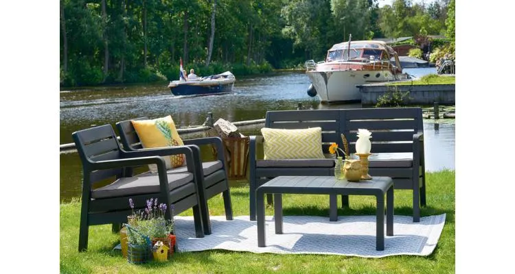 Set mobilier de gradina Delano Grafit Gri-rece - imitatie lemn — imaginea 3