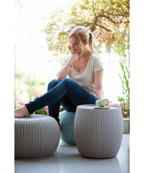 Set mobilier de gradina cu scaune gri si masuta violet depozitare, Urban Knit Gri — imaginea 2