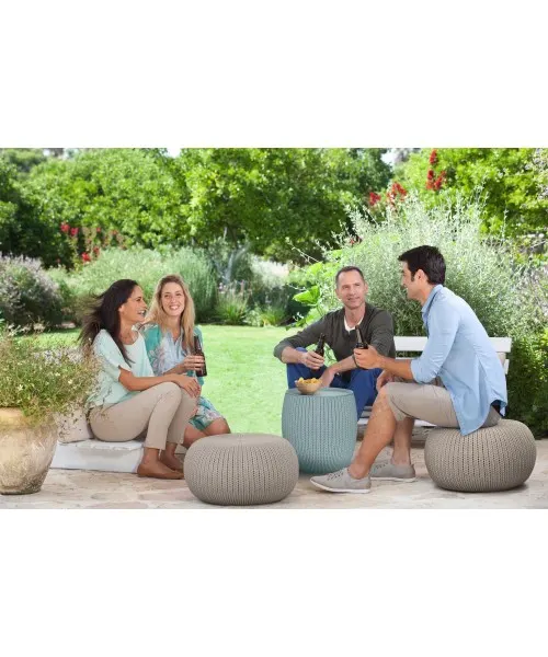 Set mobilier de gradina cu scaune gri si masuta violet depozitare, Urban Knit Gri — imaginea 5