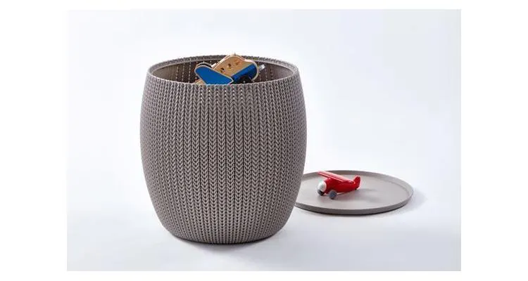 Set mobilier de gradina cu scaune mov si masuta gri depozitare URBAN KNIT SET Violet/Gri — imaginea 2