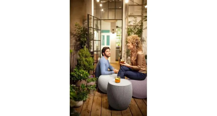 Set mobilier de gradina cu scaune mov si masuta gri depozitare URBAN KNIT SET Violet/Gri — imaginea 4