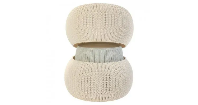 Set mobilier de gradina cu scaune mov si masuta gri depozitare URBAN KNIT SET Violet/Gri — imaginea 5