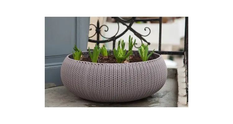 Ghiveci impletit de mari dimensiuni Cozies L Gri-Violet — imaginea 3