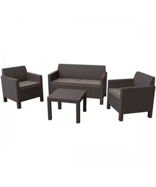 Set Mobilier de gradina Orlando cu masuta de cafea - Maro/Gri-Taupe — imaginea 2