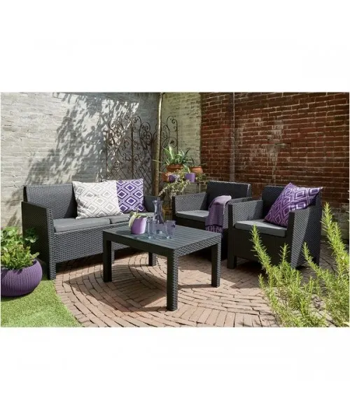 Set Mobilier de gradina Orlando cu masa mare - Grafit/Gri-Rece — imaginea 2