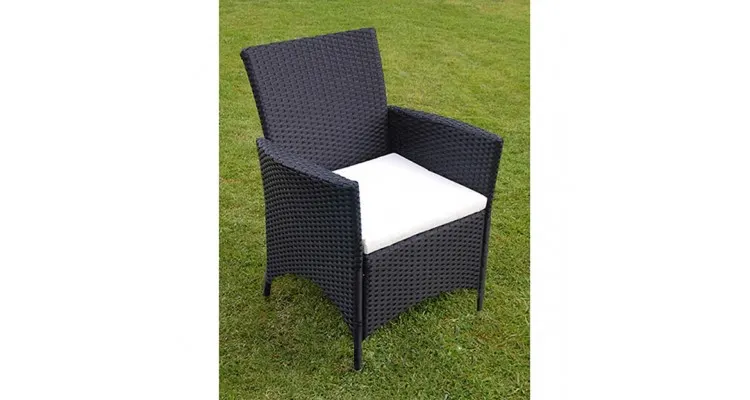 Set mobilier de exterior, 17 piese, poliratan, negru — imaginea 2