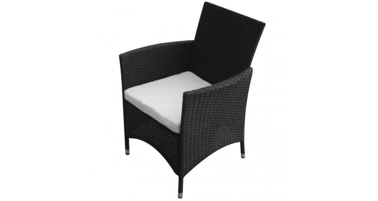 Set mobilier de exterior, 17 piese, poliratan, negru — imaginea 4