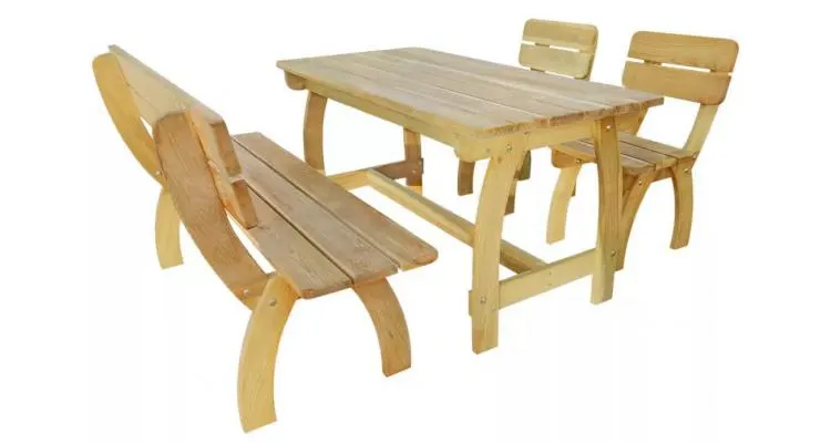 Set mobilier de exterior, 4 piese, lemn de pin tratat — imaginea 2