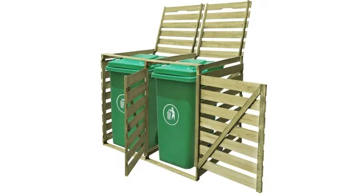 Magazie gradina din lemn tratat pentru 2 pubele