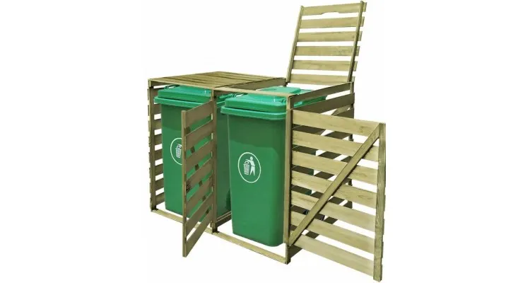 Magazie gradina din lemn tratat pentru 2 pubele — imaginea 3
