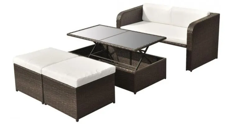 Set mobilier de grădină, maro, poliratan — imaginea 2