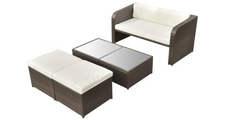 Set mobilier de grădină, maro, poliratan — imaginea 3