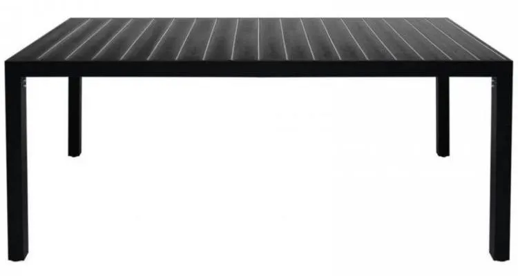 Masa de gradina din WPC si aluminiu, 185x90x74 cm, negru — imaginea 2
