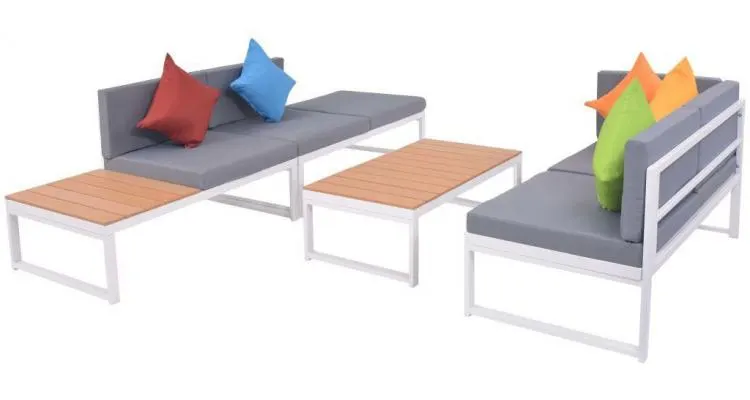 Set mobilier grădină cu canapea de colț, 19 piese, aluminiu wpc — imaginea 3