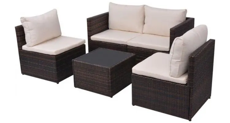 Set mobilier de gradina, 13 piese, poliratan, maro — imaginea 3