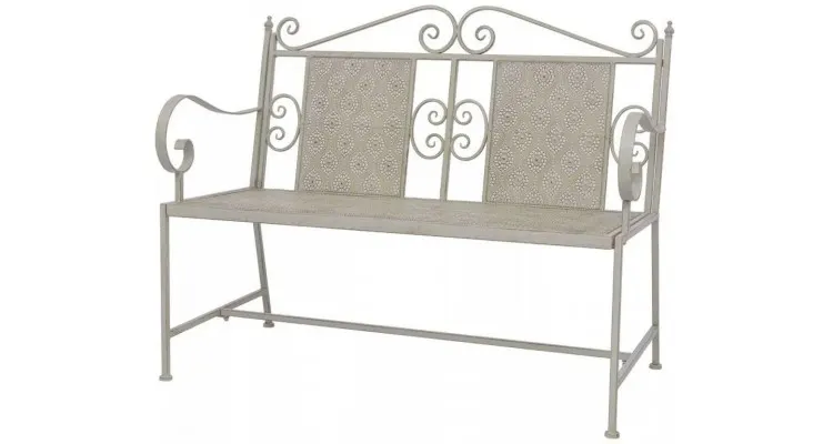 Banca de gradina din otel, 115 x 58,5 x 93 cm, gri — imaginea 2