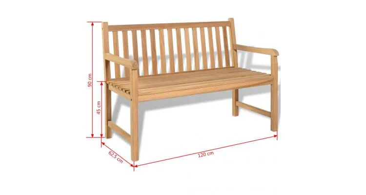 Bancă de exterior din lemn de tec, 120 x 62,5 x 90 cm — imaginea 4