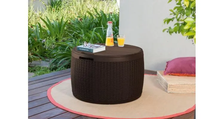 Cutie depozitare rotunda ecoratan maro Keter 140 L — imaginea 2