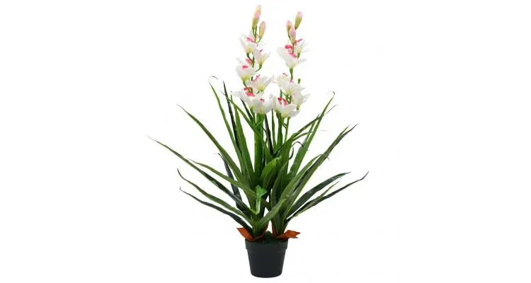 Plantă artificială orhidee cymbidium cu ghiveci 100 cm verde