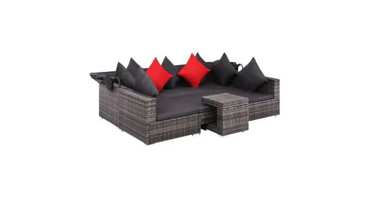 Set mobilier gradina, 23 piese, poliratan, gri — imaginea 5