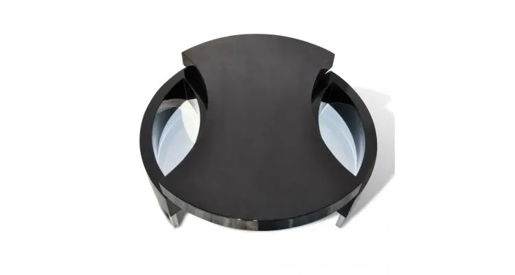 Masă de cafea cu sistem depozitare high-gloss, negru — imaginea 3