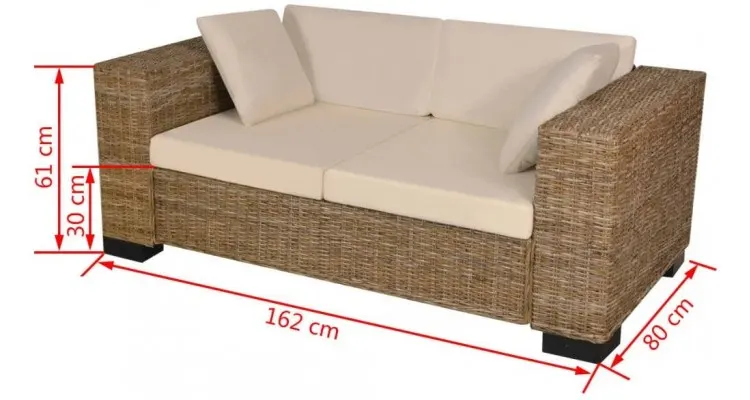 Set canapea de 2 locuri din poliratan 7 piese — imaginea 4