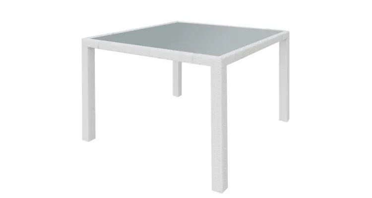 Set mobilier de exterior 9 piese, poliratan, alb crem — imaginea 3