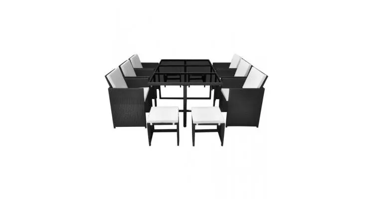 Set mobilier de exterior 27 piese, poliratan, negru — imaginea 3