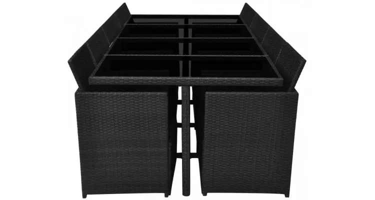 Set mobilier de exterior 13 piese, poliratan, negru — imaginea 4