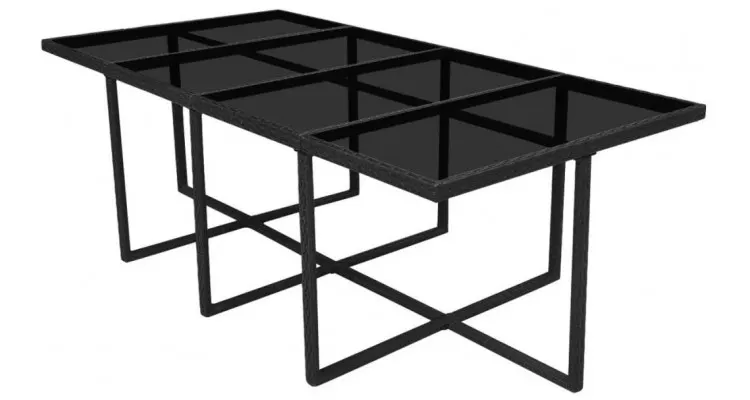 Set mobilier de exterior 13 piese, poliratan, negru — imaginea 5