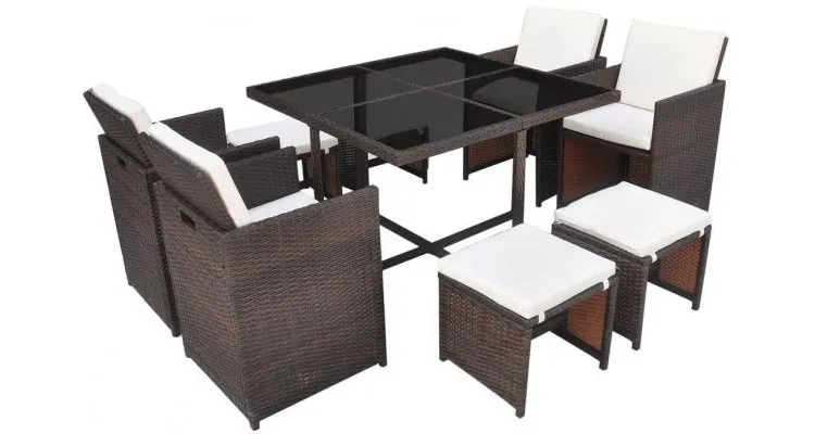 Set mobilier de exterior 21 piese, poliratan, maro — imaginea 2
