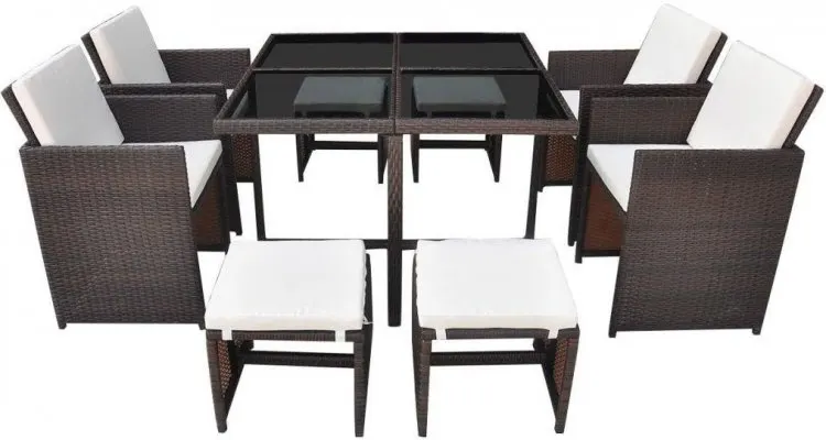 Set mobilier de exterior 21 piese, poliratan, maro — imaginea 3