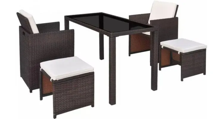 Set mobilier de exterior 11 piese, poliratan, maro — imaginea 2