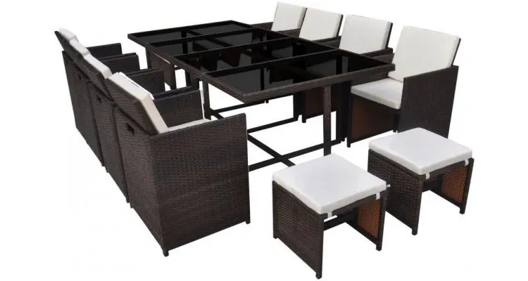 Set mobilier de exterior 33 piese, poliratan, maro — imaginea 2