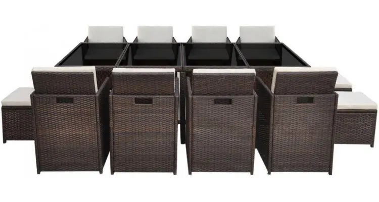 Set mobilier de exterior 33 piese, poliratan, maro — imaginea 3