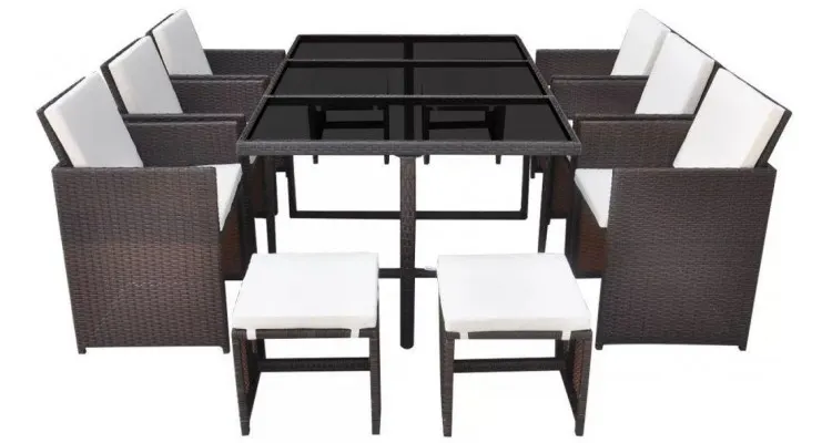 Set mobilier de exterior 27 piese, poliratan, maro — imaginea 3