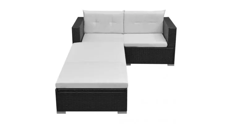 set mobilier de grădină cu canapea 8 piese, poliratan, negru — imaginea 2