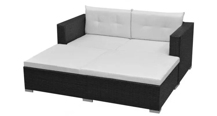 set mobilier de grădină cu canapea 8 piese, poliratan, negru — imaginea 3