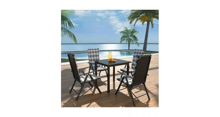Set mobilier exterior 9 piese, poliratan — imaginea 2