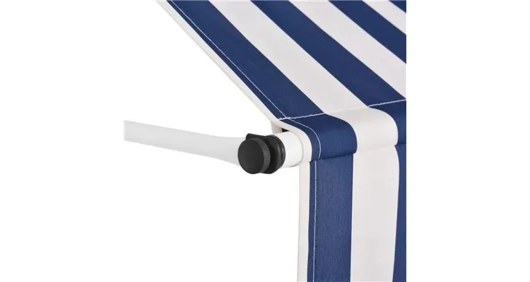 copertină retractabilă manual, 150 cm, dungi albastru și alb — imaginea 3
