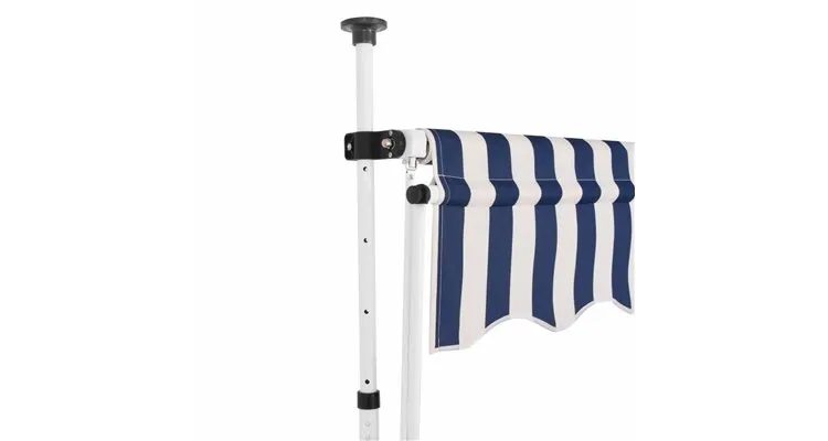 copertină retractabilă manual, 250 cm, dungi albastru și alb — imaginea 2