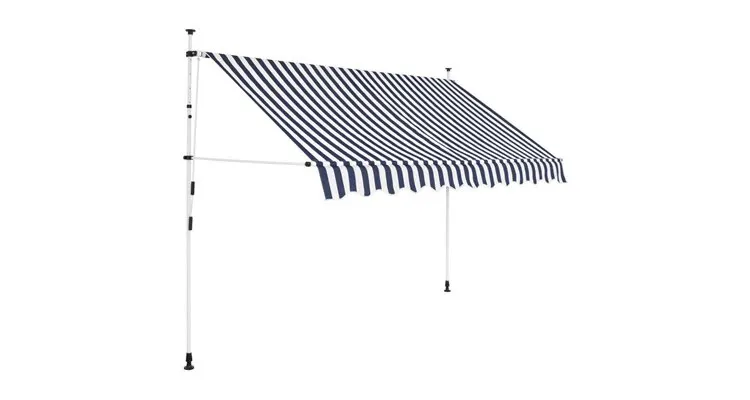 copertină retractabilă manual, 300 cm, dungi albastru și alb — imaginea 4
