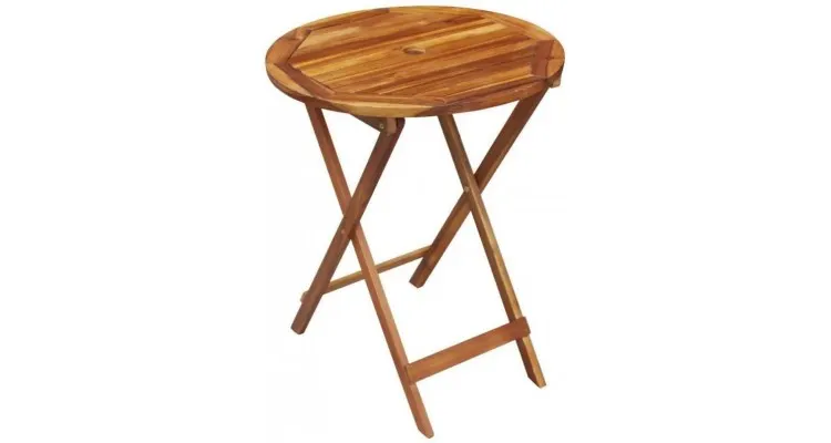 Set mobilier exterior, 3 piese, lemn de acacia, pliabil, rotund — imaginea 2