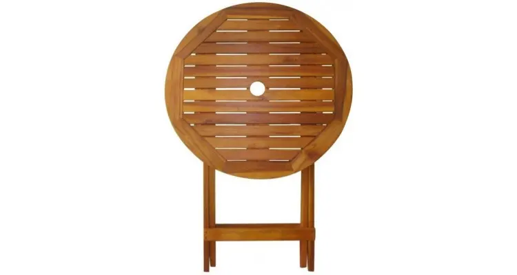 Set mobilier exterior, 3 piese, lemn de acacia, pliabil, rotund — imaginea 3