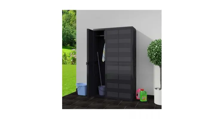 Dulap de depozitare pentru exterior cu 4 rafturi, negru — imaginea 3