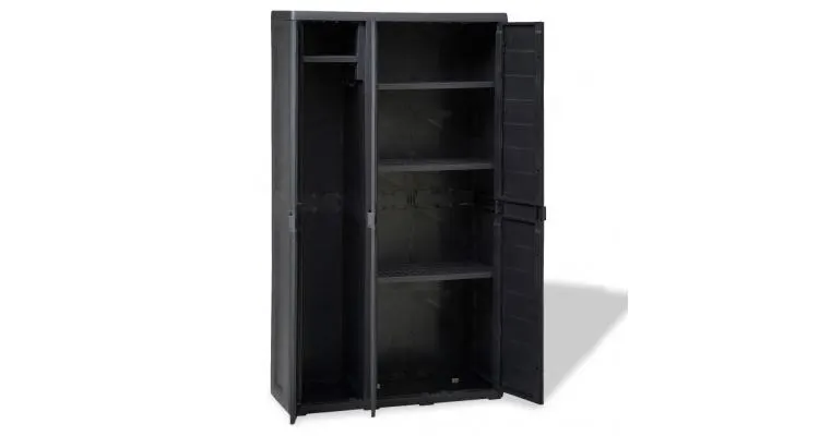 Dulap de depozitare pentru exterior cu 4 rafturi, negru — imaginea 5