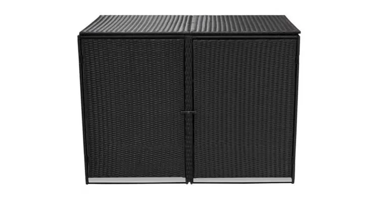 Magazie dubla pentru pubele, poliratan, negru, 148x80x111 cm — imaginea 4