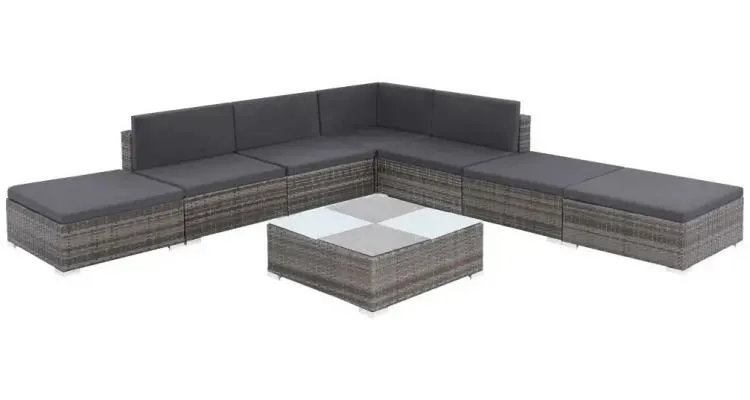 Set mobilier de exterior, 20 piese, poliratan, gri — imaginea 3