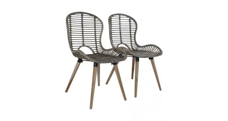 Scaune de exterior 4 buc, ratan natural, 48 x 64 x 85 cm — imaginea 2